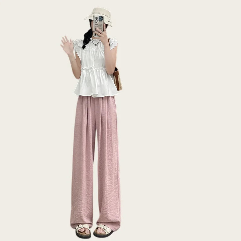 Women's Wide-Leg Trousers Autumn Winter Thick Straight-Leg Corduroy Trousers Versatile Breathable Warm Ideal Petite Frames - Azara