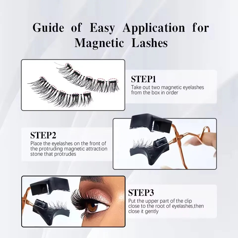 8Pcs Magnetic Eyelashes No Glue Needed Magnetic False Eyelashes with Applicator Reusable Thick Natural Effect 5 magnets Lashes