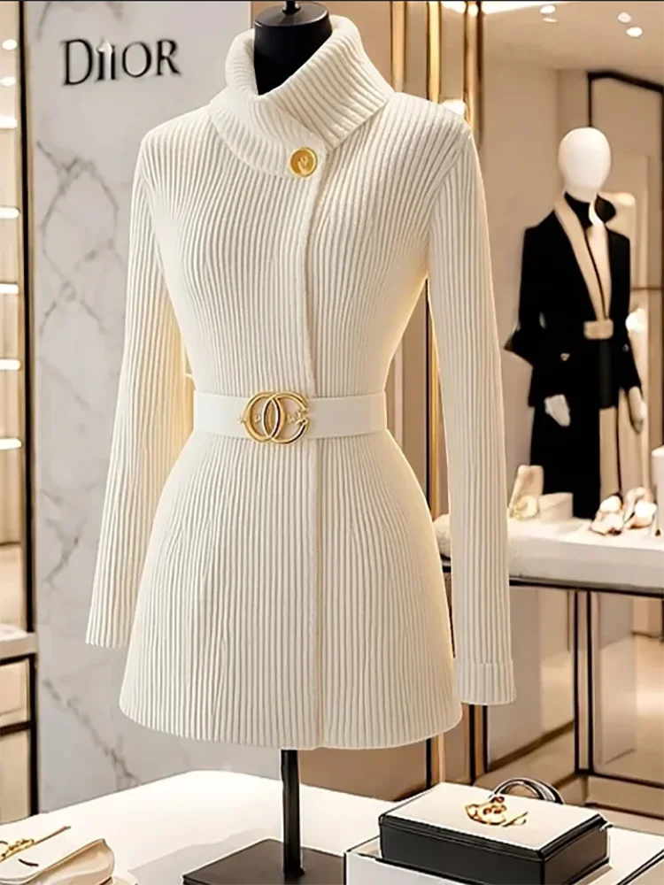 Unique Super Good-Looking Slim Celebrity Ladies Chic Sweater Tops 2025 Autumn Winter New Knitted Sweater Women's Outer Wear - Azara