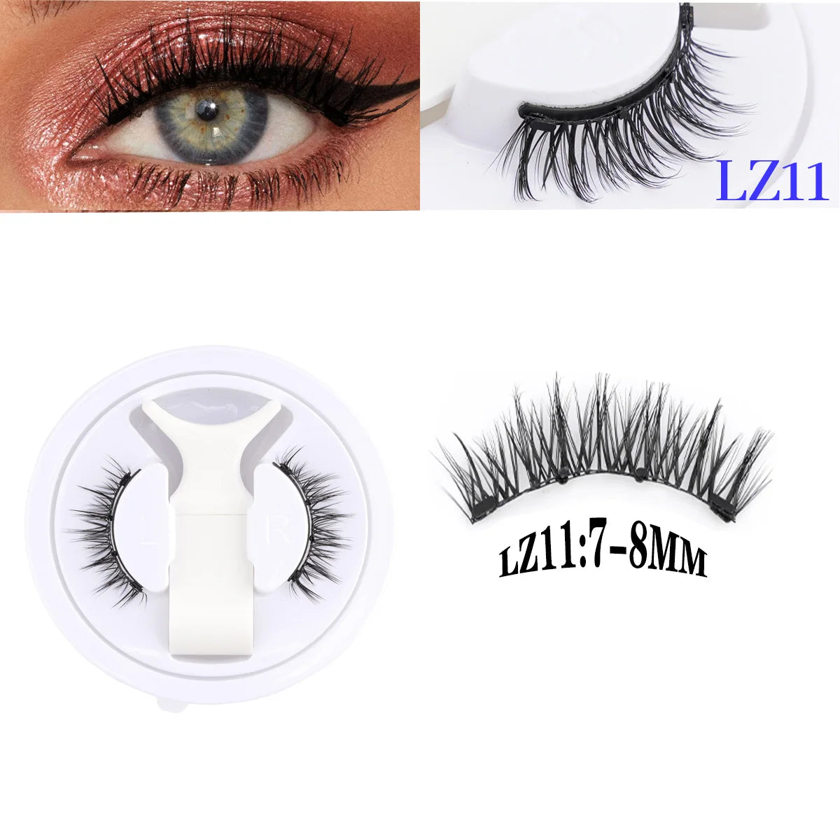 2Pairs Magnetic Fake Lashes Kit 3D Magnet Band Wispy Soft Natural Fluffy Reusable False Mink Eyelashes No Glue Needed Make Up