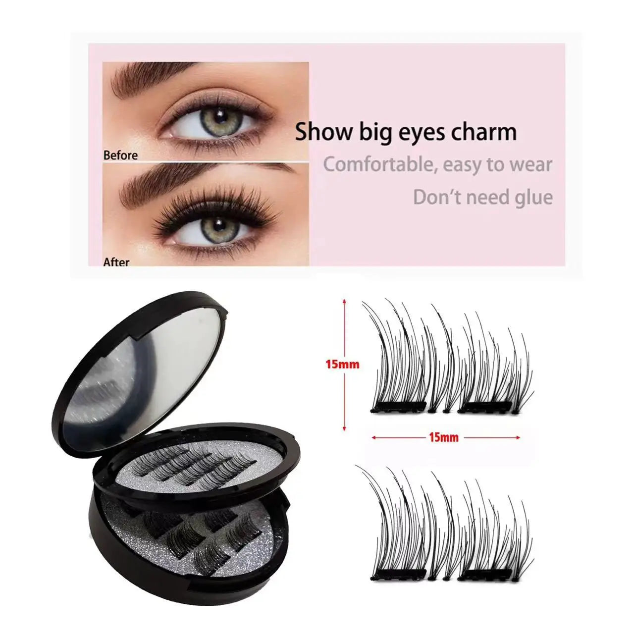 Full And Half Magnetic False Eyelashes New Style Glue-Free Mink False Eyelashes Natural Makeup Reusable Beauty
