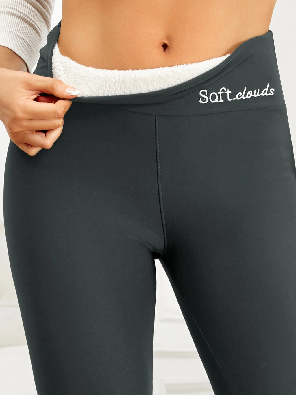 Women Plush Lined Warm Embroide Leggings For Women Fashion Thick High Waist Skinny Long Pants Perfect For Winter Sports, Fitness