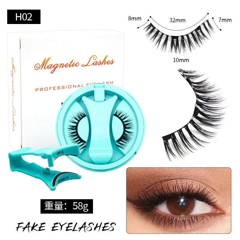 Magnetic Fake Eyelashes Set Reusable 3D Glue-free Waterproof Natural False Eyelashes With Travel-friendly Applicator