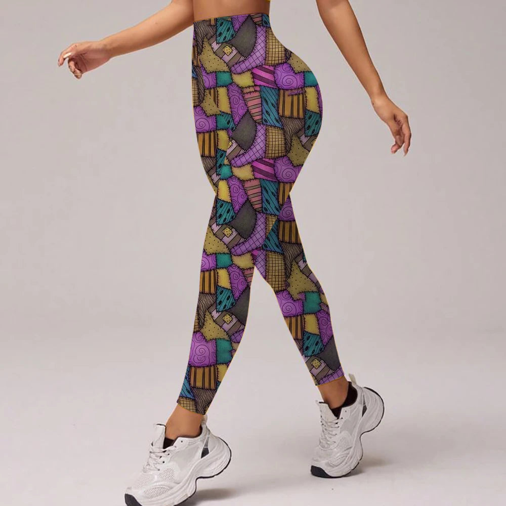 The Nightmare Before Christmas Gym Exercise, High Waisted Leggings, Party Fitness, Running, Outdoor Pilates Pants