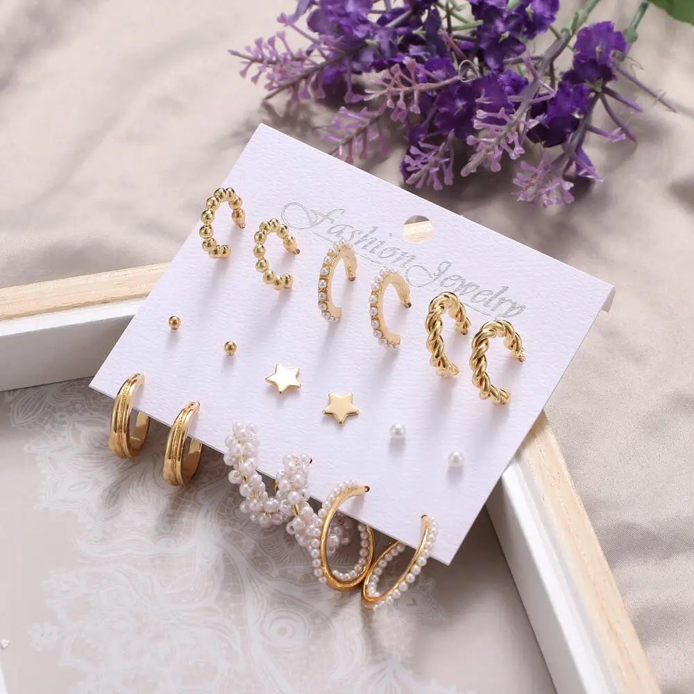 LATS Bohemian Snake Butterfly Drop Earrings Set For Women Pearl Acrylic Dangle Earrings 2021 Trend Set of Earrings Jewelry