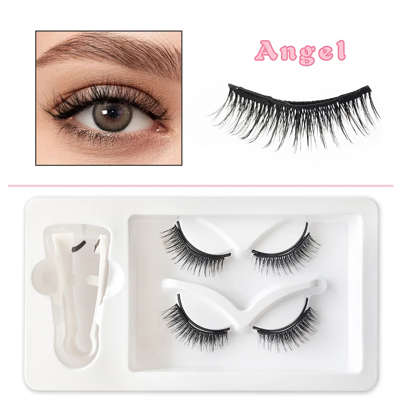 2 Pairs  Quantum Magnetic Eyelashes Soft Magnet Lashes Glue-free false Eyelashes with Special Tweezers