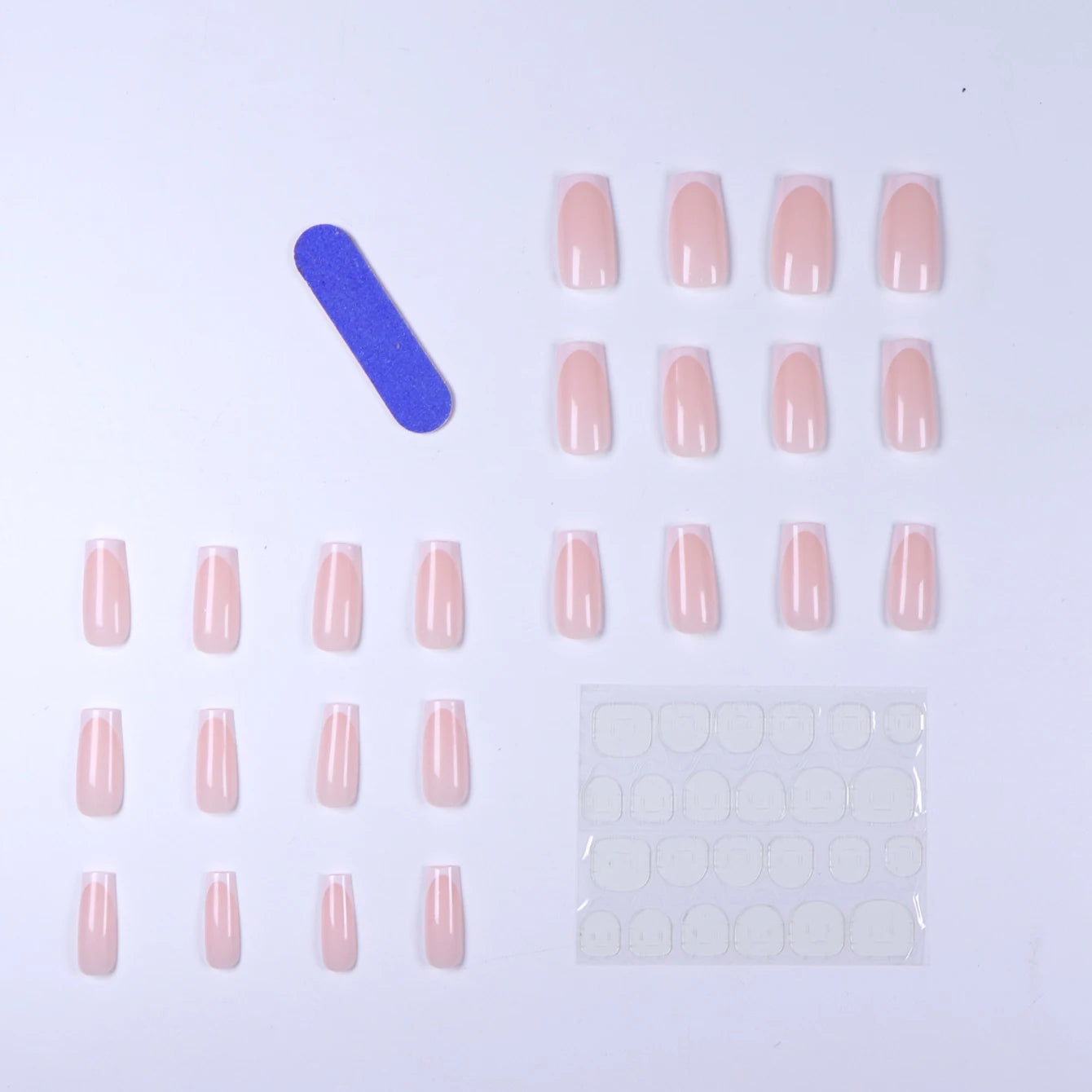 24PCS Explosions in Europe and America Long Water Pipes White French Rectangular Nail Fake Nails