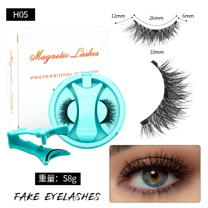 Magnetic Fake Eyelashes Set Reusable 3D Glue-free Waterproof Natural False Eyelashes With Travel-friendly Applicator