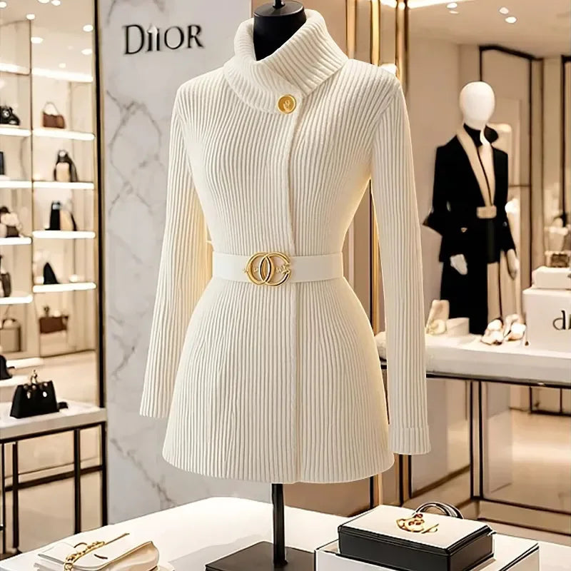 Unique Super Good-Looking Slim Celebrity Ladies Chic Sweater Tops 2025 Autumn Winter New Knitted Sweater Women's Outer Wear - Azara