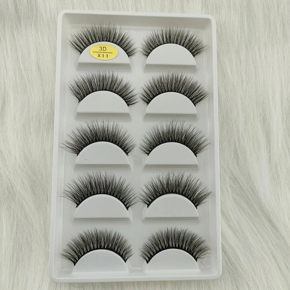 3D Mink False Eyelashes 5 Pairs Fluffy Volume Wispy Lashes Natural Looking  Strip Clusters for Party Daily Natural Nude Makeup