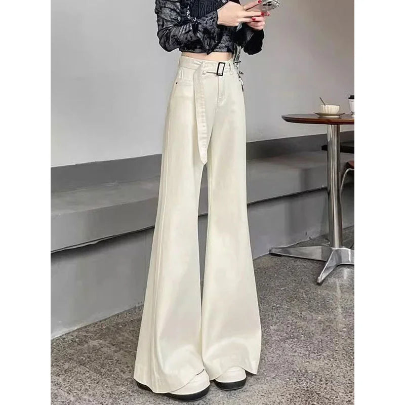 Trendy Flared Pants for Curvy Women, Plus Size Wide-Leg Jeans, Loose Fit 2025 A/W - Azara