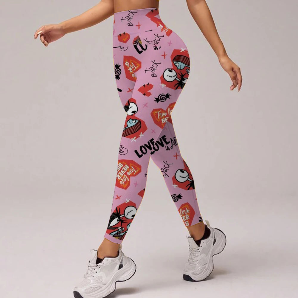 The Nightmare Before Christmas Gym Exercise, High Waisted Leggings, Party Fitness, Running, Outdoor Pilates Pants