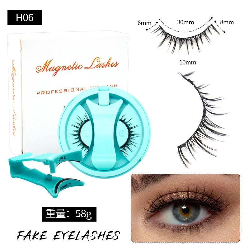 Magnetic Fake Eyelashes Set Reusable 3D Glue-free Waterproof Natural False Eyelashes With Travel-friendly Applicator