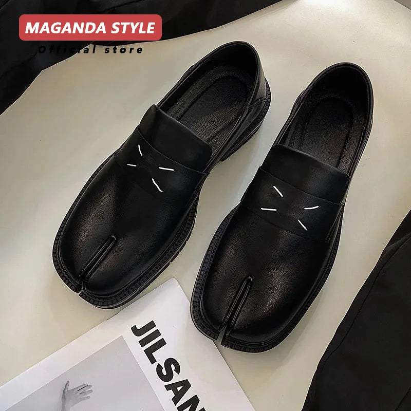 Maganda Tabi Shoes Loafer for Men and Women Split Toe Thick Sole Casual Leather Shoes
