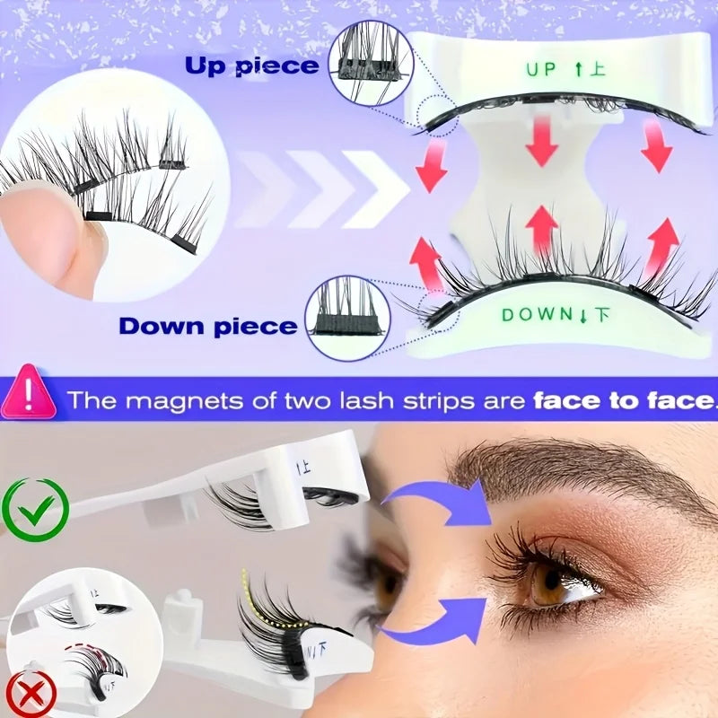3D Magnetic False Eyelashes Set, Glue-free False Eyelashes Kit, Reusable & Waterproof for a Natural Look, Makeup Accessories