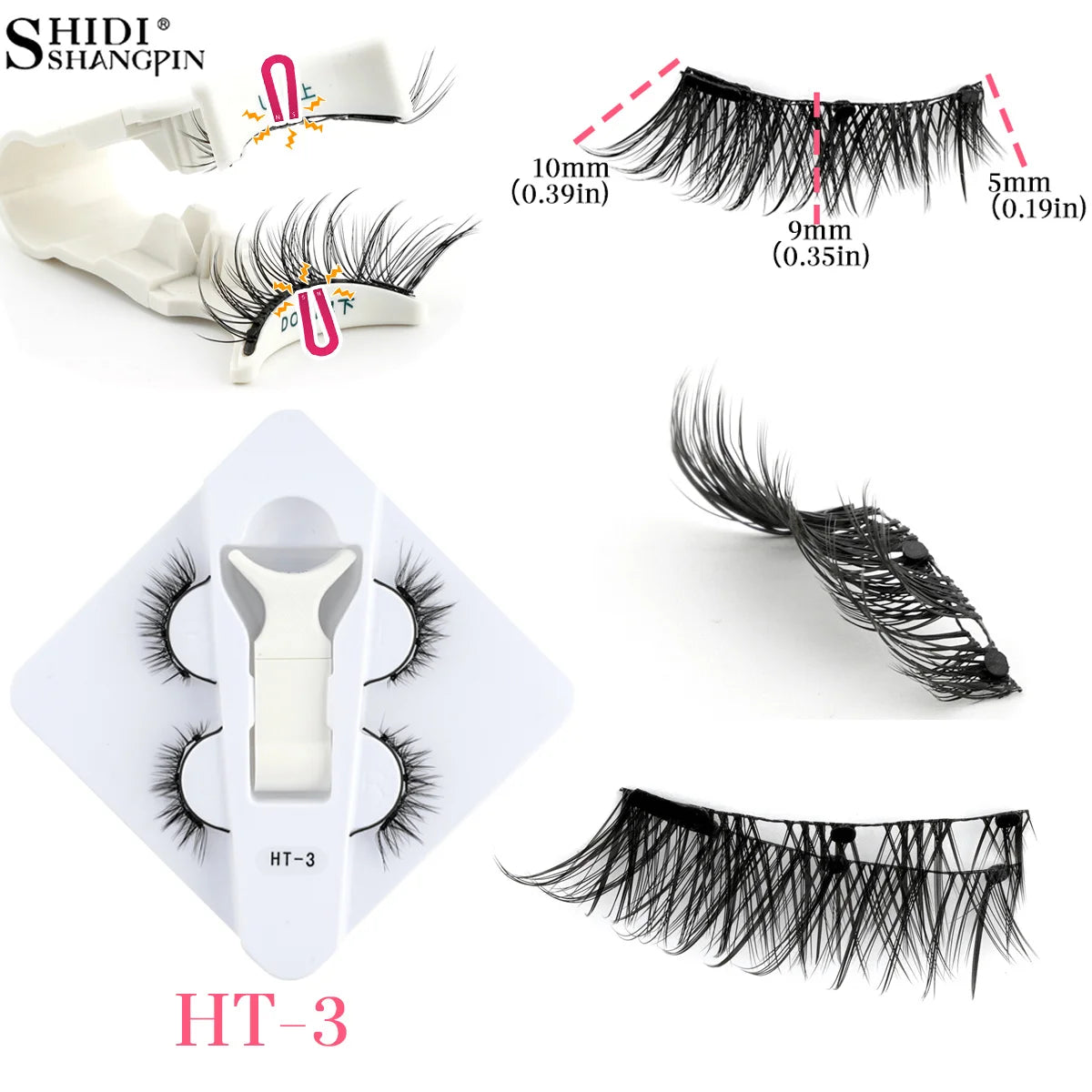2Pairs Magnetic Fake Lashes Kit 3D Magnet Band Wispy Soft Natural Fluffy Reusable False Mink Eyelashes No Glue Needed Make Up