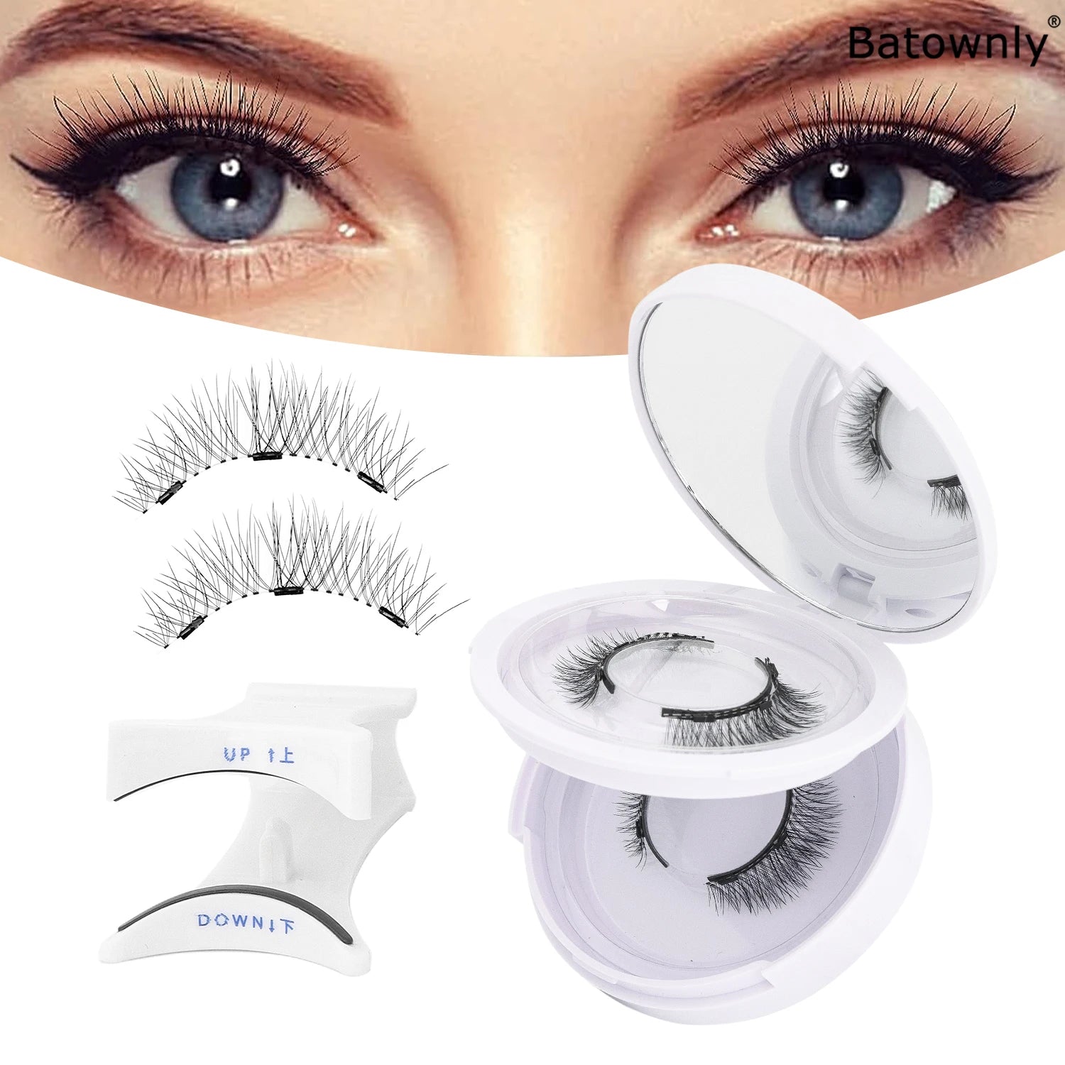 2 Pairs Magnetic Eyelashes with Applicator Reusable Soft Magnetic Eyelashes Natural Look No Glue Needed Lashes Kit Easy to Wear