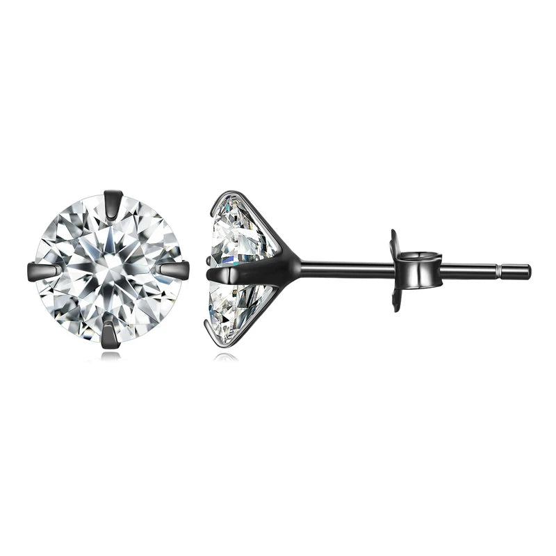 Bamoer CZ Stud Earrings 925 Sterling Silver Platinum Plated Round Cubic Zirconia Hypoallergenic Barbell Earrings 4-7mm
