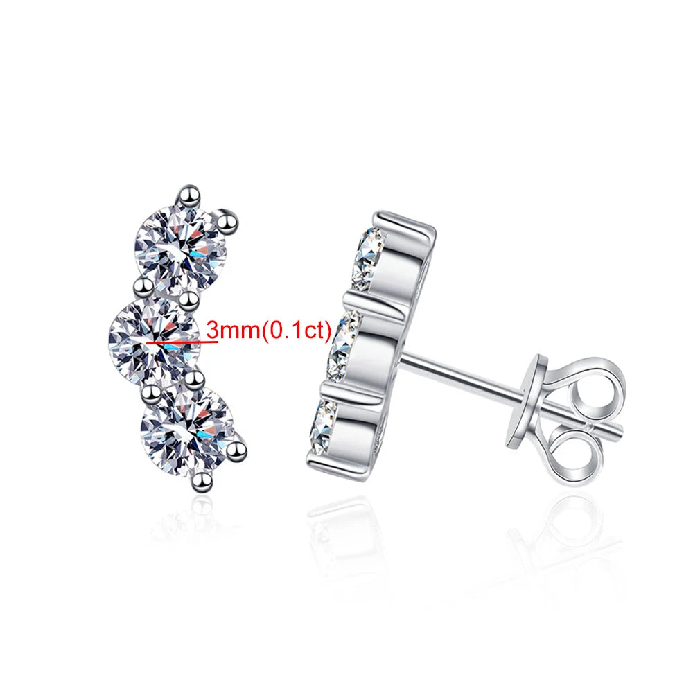 Real D Color Moissanite Diamond Earrings GRA Certified 925 Sterling Silver Sparkling Smile Stud Earrings for Women Jewelry Gift