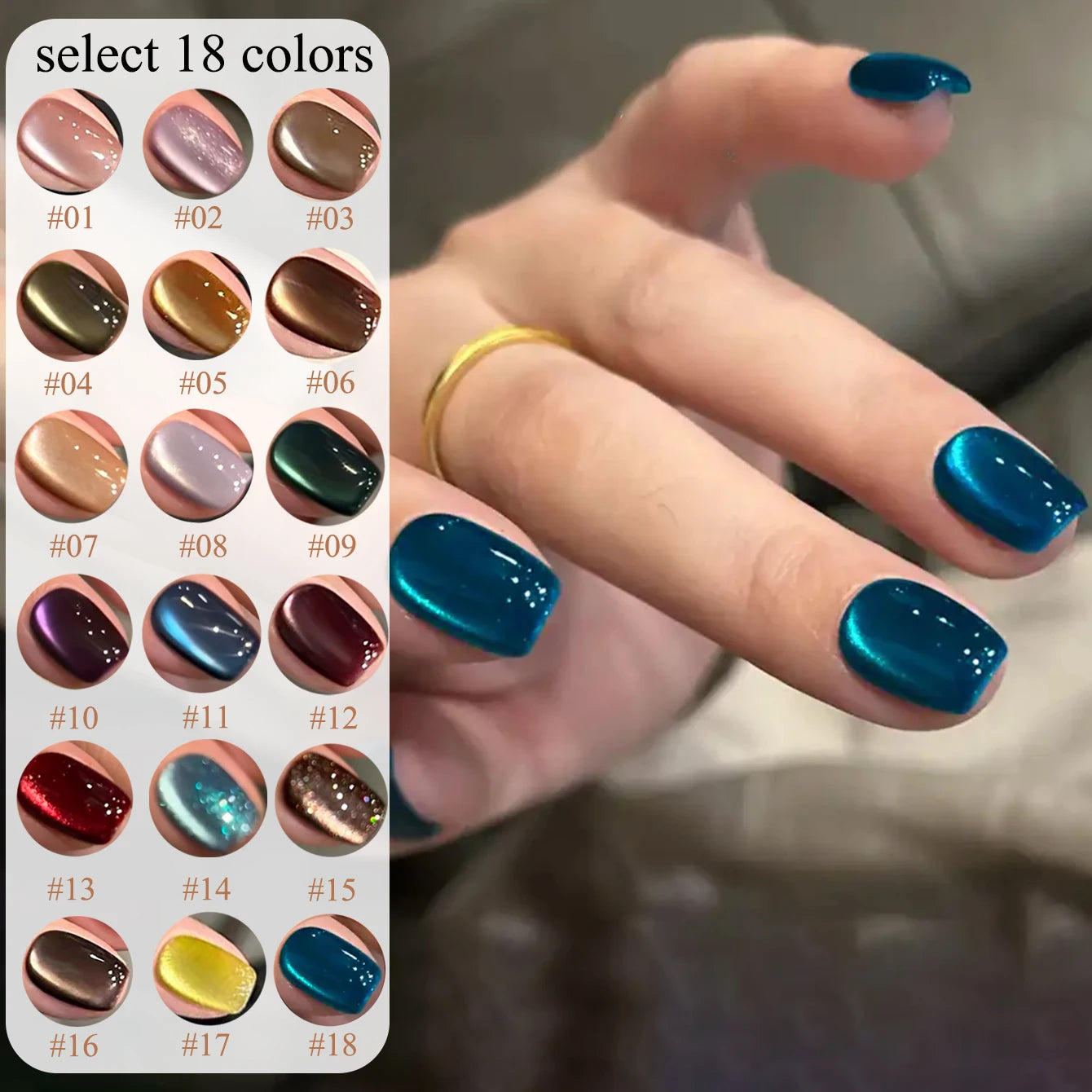 1-24pcs WS Autumn Winter Blue Black Red Glass Bead Crystal Cat Eye Gel Nail Polish New Whitening High Density Sparkling Nail