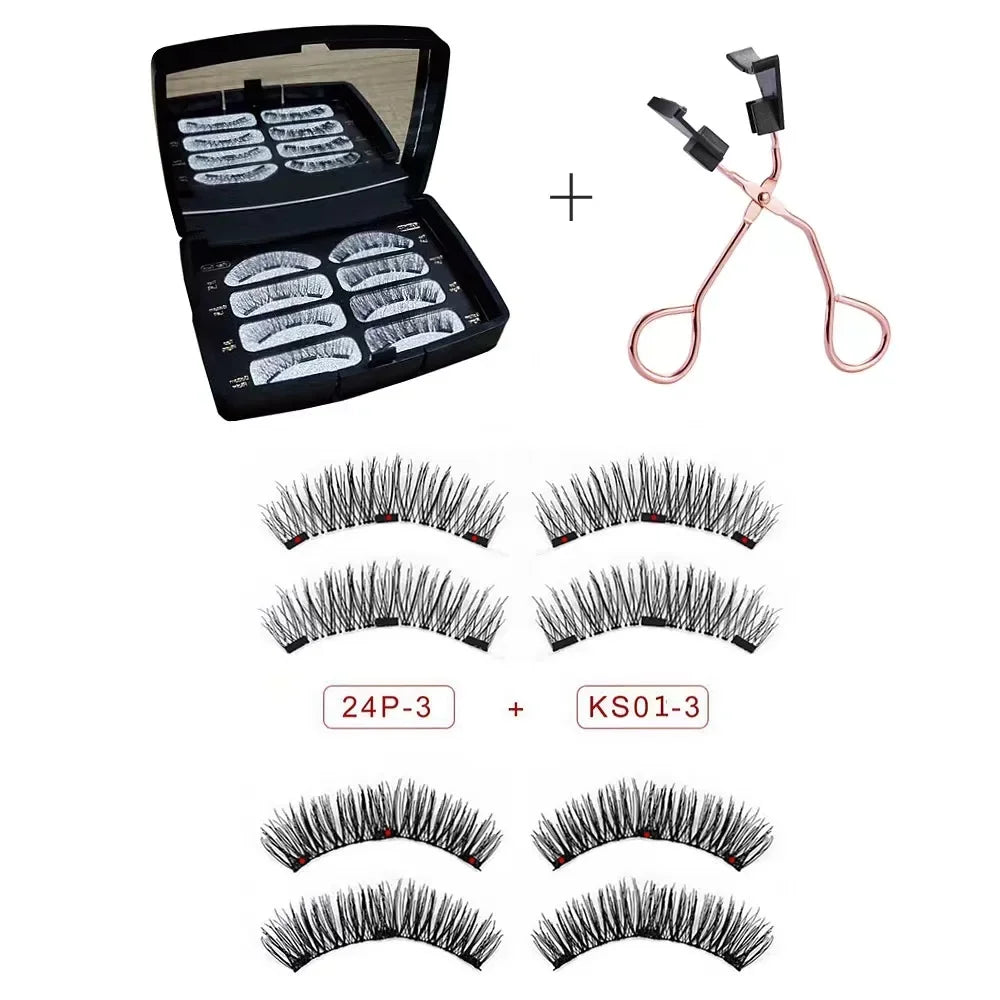 3D Magnetic Eyelashes Kit With Different Density Double False Eyeslashes Reusable Easy To Wear Fake Eyelash Extension Makeup Kit