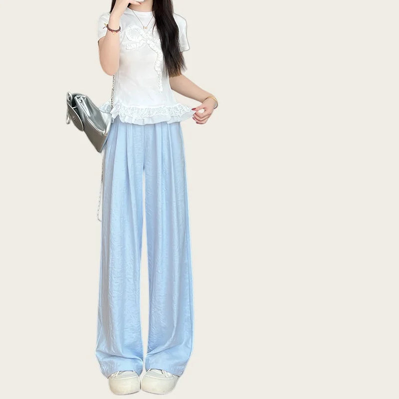 Women's Wide-Leg Trousers Autumn Winter Thick Straight-Leg Corduroy Trousers Versatile Breathable Warm Ideal Petite Frames - Azara