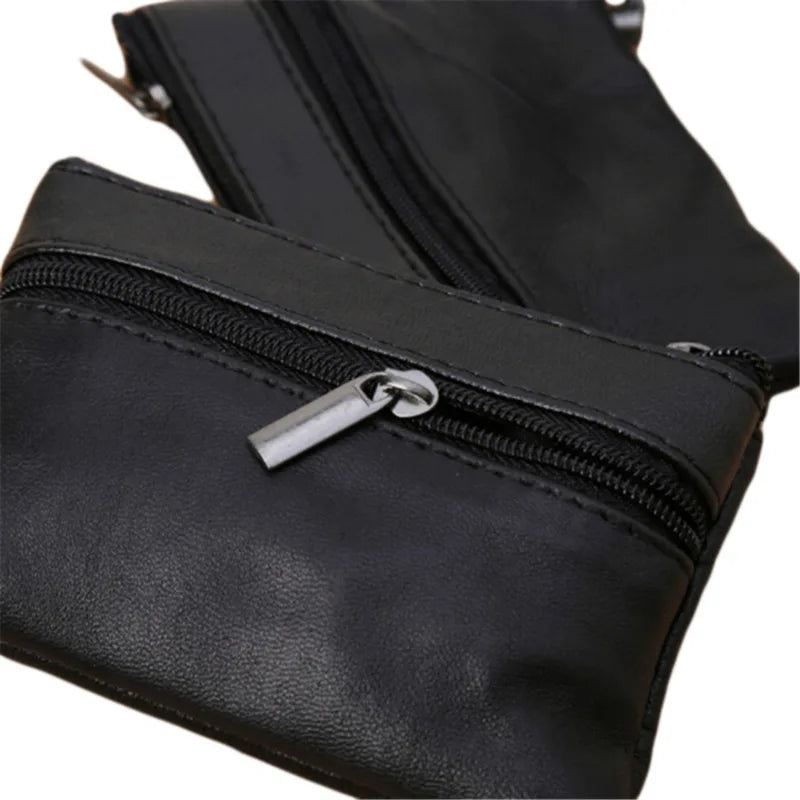 Black Leather Coins Purse Suitable For Men Women Mini Zipper Wallets Small Purses Female Purses Casual Card Holder Key Holders
