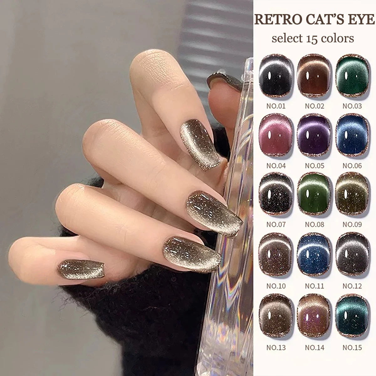 1-24pcs WS Autumn Winter Blue Black Red Glass Bead Crystal Cat Eye Gel Nail Polish New Whitening High Density Sparkling Nail