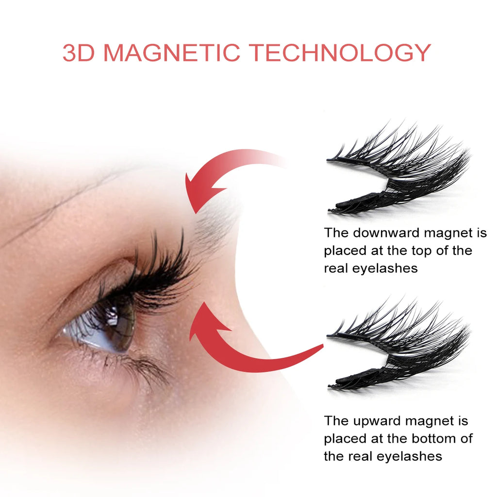 MAGEFY 3 Pairs Magnetic Eyelashes with Applicator Glue Free Reusable Magnetic Lashes Multiple Styles Natural Anime Magnetic Lash