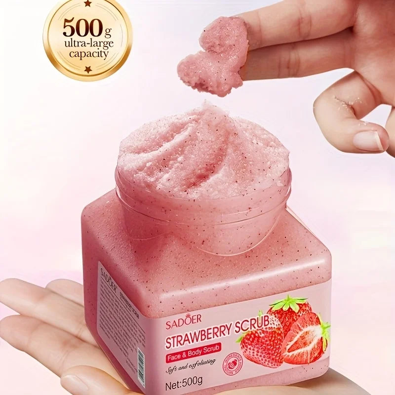 Strawberry Body Scrub – Fruity Gel Texture with Plant-Based Particles, Leaves Skin Feeling Soft and Smooth