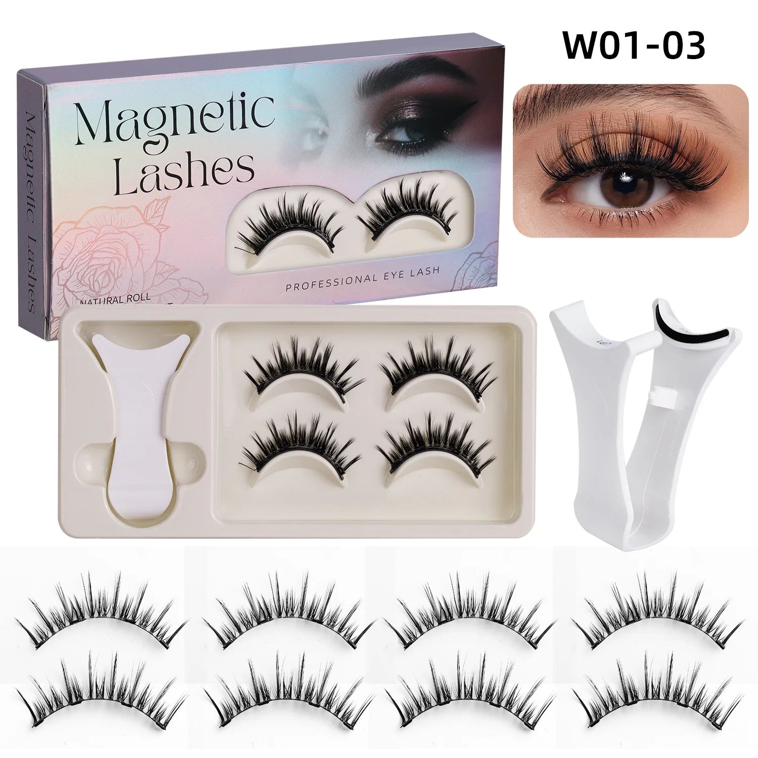 Hot 2 Pair Magnetic Eyelashes Handmade Fluffy Faux Mink Lashes Reusable Natural False Eyelashes and Magnetic Tweezers Set Makeup