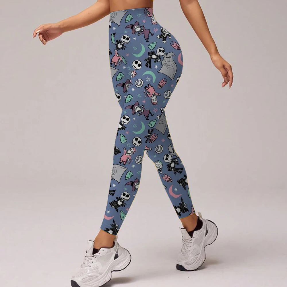The Nightmare Before Christmas Gym Exercise, High Waisted Leggings, Party Fitness, Running, Outdoor Pilates Pants