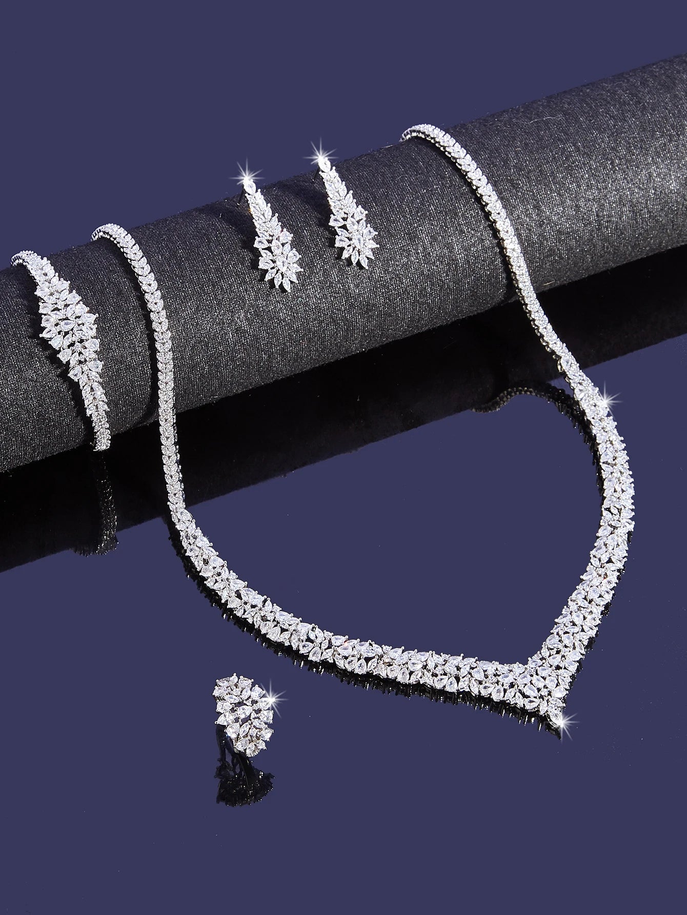 4pcs Bridal Cubic Zirconia Jewelry Sets For Women Party Luxury Dubai Nigeria CZ Crystal Wedding Jewelry Sets