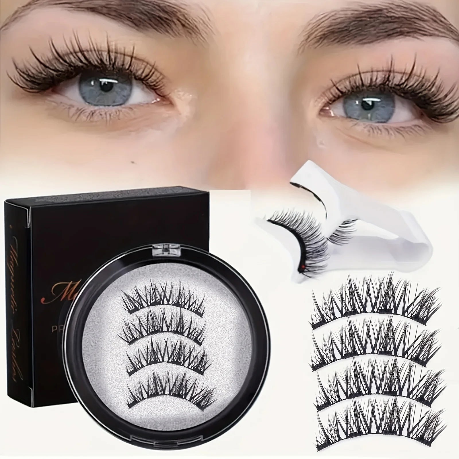 3D Magnetic False Eyelashes Set, Glue-free False Eyelashes Kit, Reusable & Waterproof for a Natural Look, Makeup Accessories