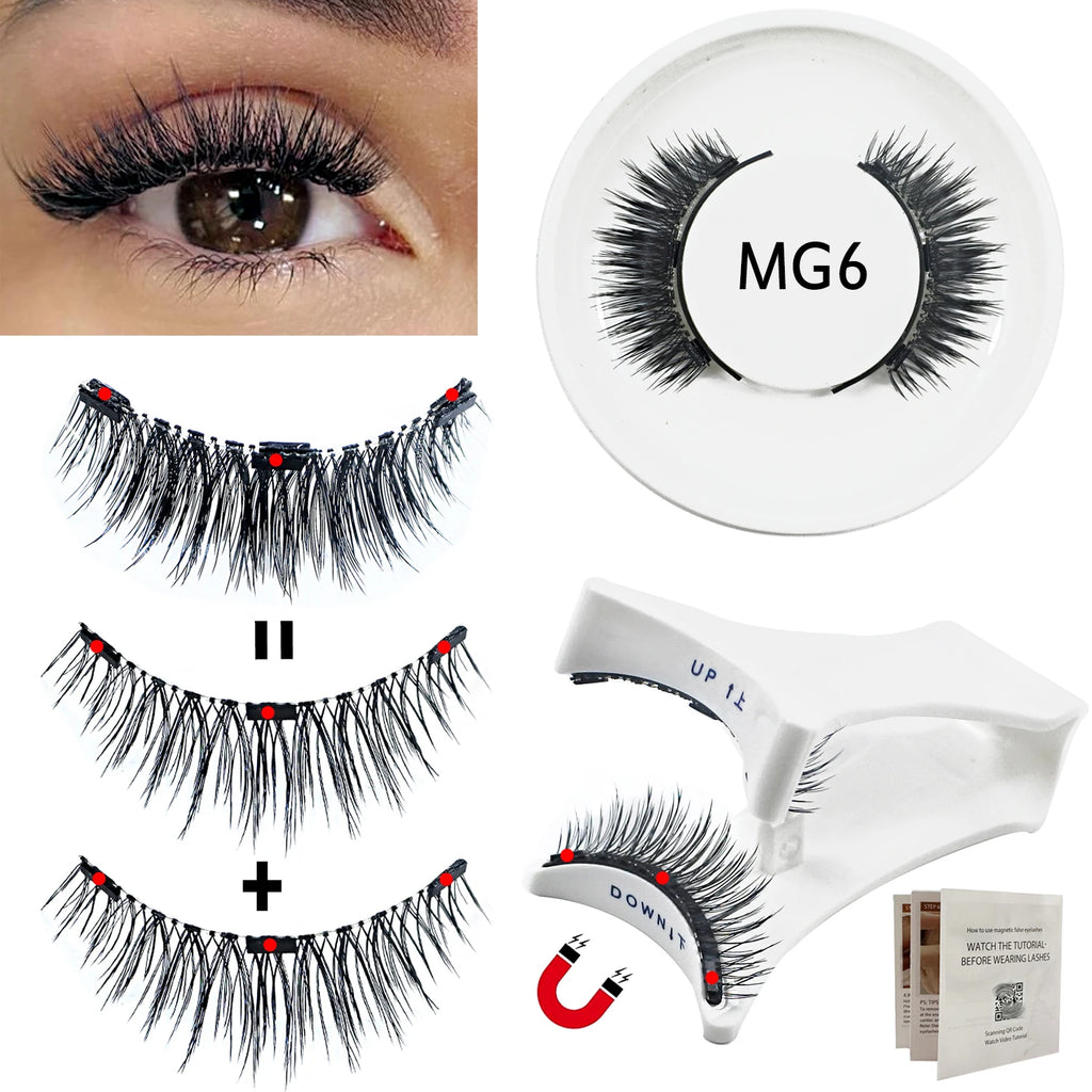 Magnetic Eyelashes 3Pcs Magnets No Glue Need Magnetic Lashes Private Label Soft Magnetic Eyelash Kit