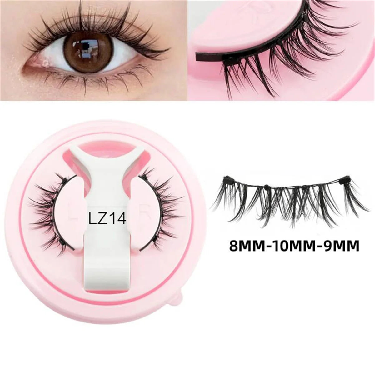 2Pairs Magnetic Fake Lashes Kit 3D Magnet Band Wispy Soft Natural Fluffy Reusable False Mink Eyelashes No Glue Needed Make Up