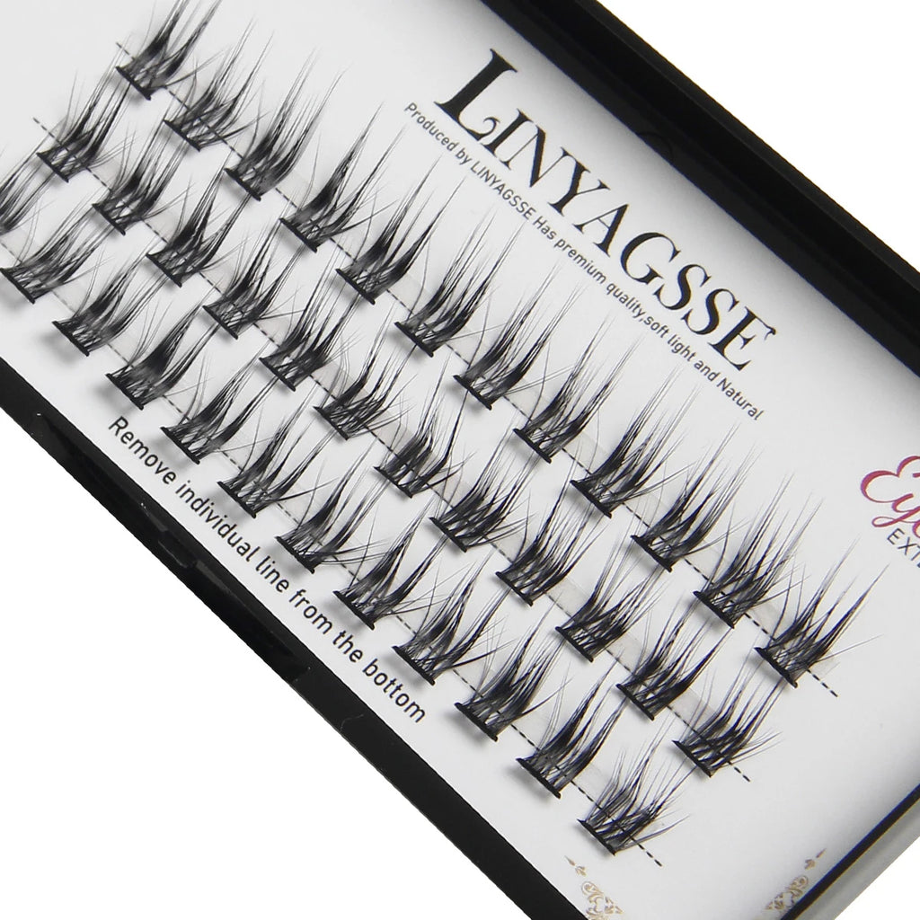 LINYAGSSE LN2350 L Curl Super Cluster Eyelash Extension Natural Mink Eyelash Individual Lashes Makeup Tools Cilias Volume