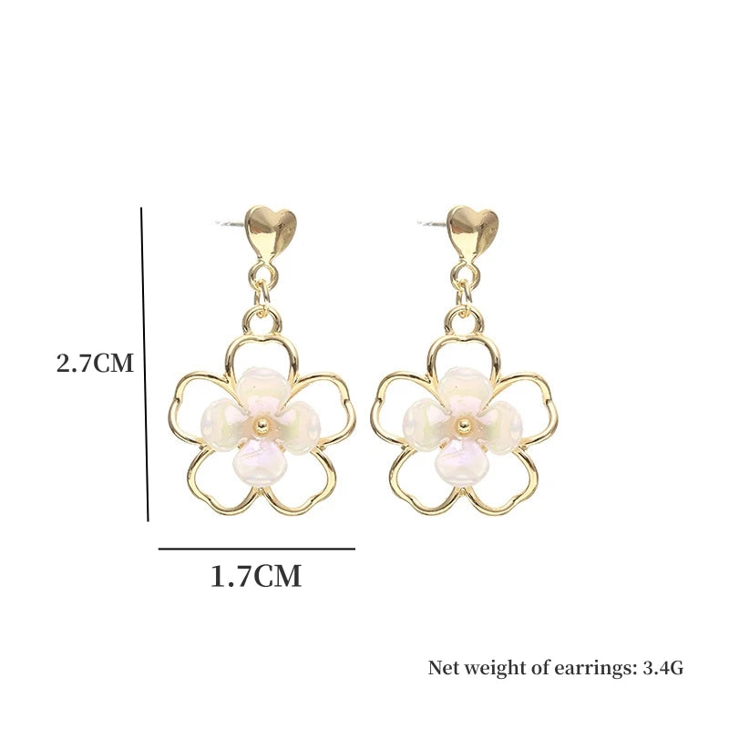 2024 New fashion hold flower earings women gender ceremony senior sense early warming party jewelry gift hot selling