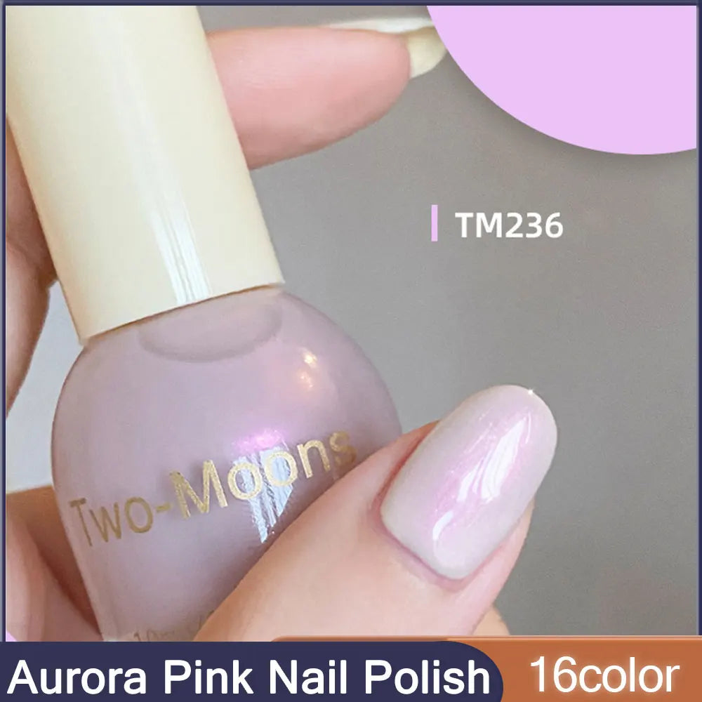 TWO-MOONS Aurora Nail Polish Series 10ml No-bake Semi Permanent With Polarization Light Fine Flash Natural Dry Nail Polish