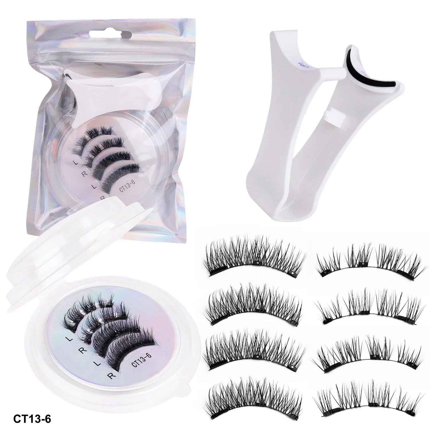 Magnetic Eyelashes 2 Pairs Handmade 3D Mink Lashes Reusable False Eyelashes Set Natural Long Fake Eyelash Makeup Tweezers Tool