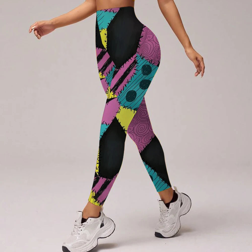 Summer High-Waisted Yoga PantsThe Nightmare Before Christmas Workout Leggings for Running Cycling Gym Fitness