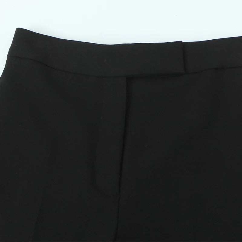 Willshela Women Fashion Black Front Zipper Wide Leg Pants Vintage High Waist Ankle Length Female Chic Lady Trousers - Azara