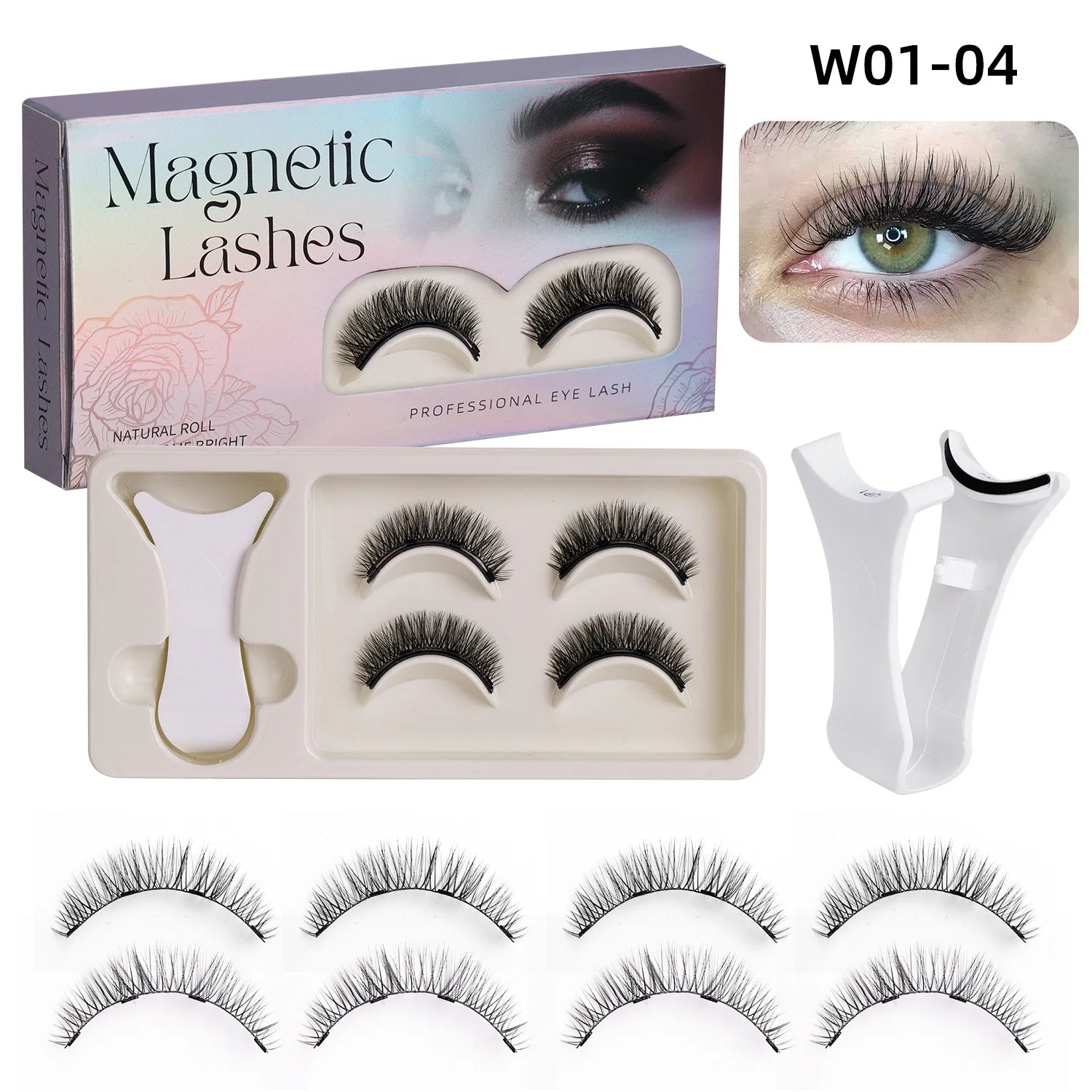 Hot 2 Pair Magnetic Eyelashes Handmade Fluffy Faux Mink Lashes Reusable Natural False Eyelashes and Magnetic Tweezers Set Makeup