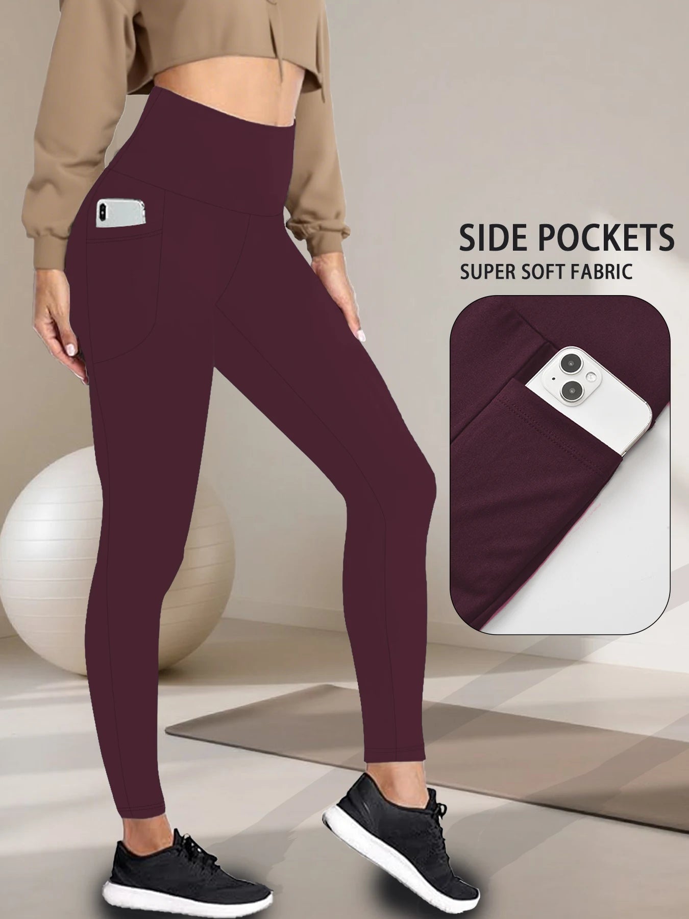 Super Soft Sports Leggings With Pockets For Women High Waisted Workout Yoga Running Push Up Gym Fitness Tight Pants Women's