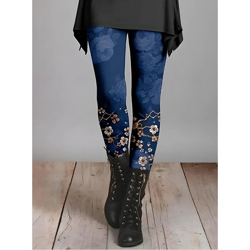 Women's Vacation Leggings Retro Fashion Ankle-Length Floral Pattern Gradient Print Soft Breathable Stretch Casual Everyday Pants