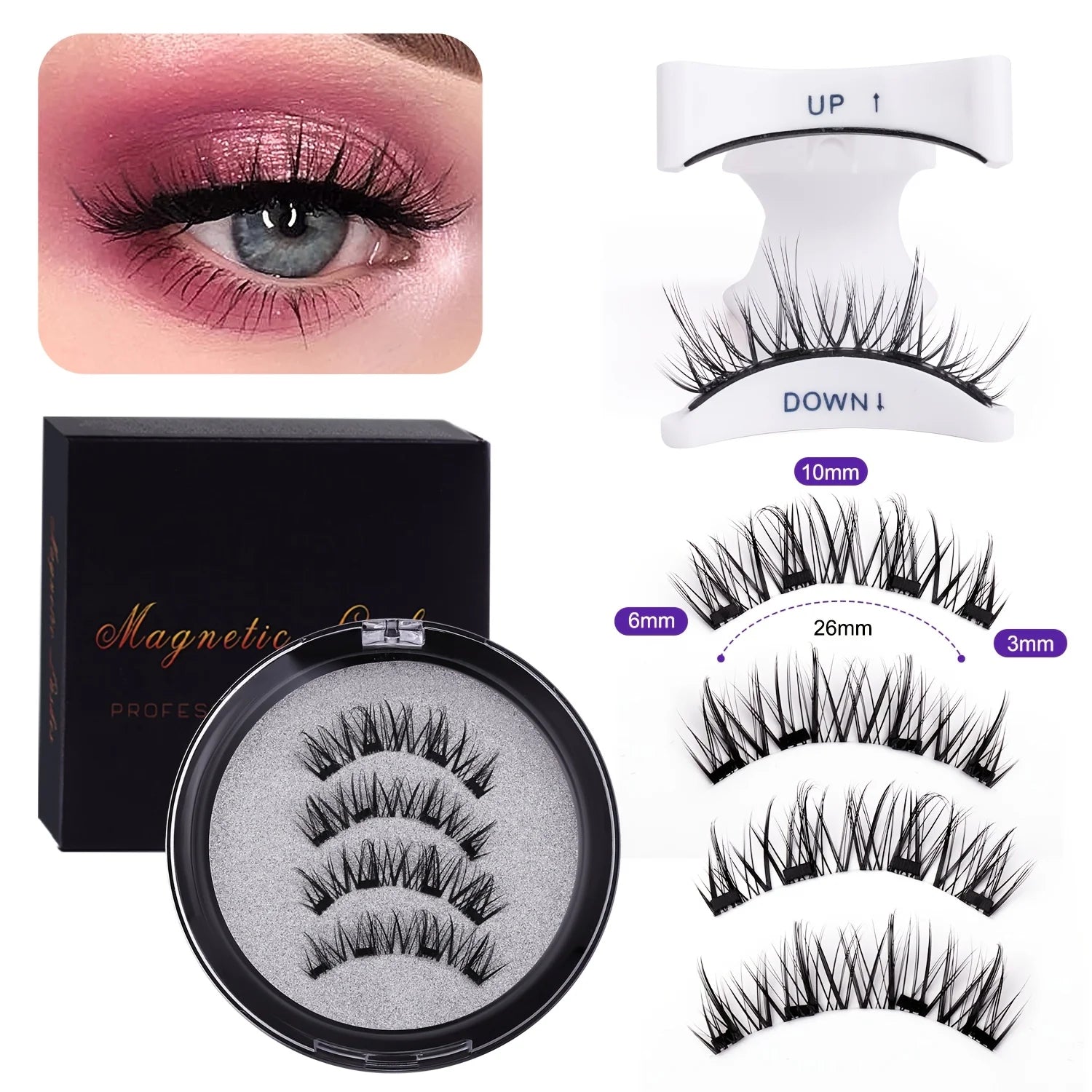 3D Magnetic False Eyelashes Set, Glue-free False Eyelashes Kit, Reusable & Waterproof for a Natural Look, Makeup Accessories