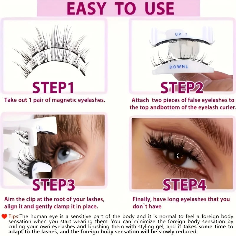 3D Magnetic False Eyelashes Set, Glue-free False Eyelashes Kit, Reusable & Waterproof for a Natural Look, Makeup Accessories
