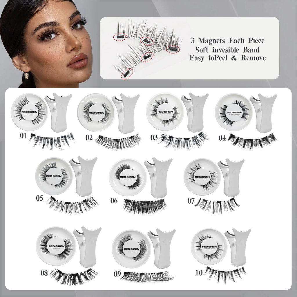 Magnetic Eyelashes 3Pcs Magnets No Glue Need Magnetic Lashes Private Label Soft Magnetic Eyelash Kit