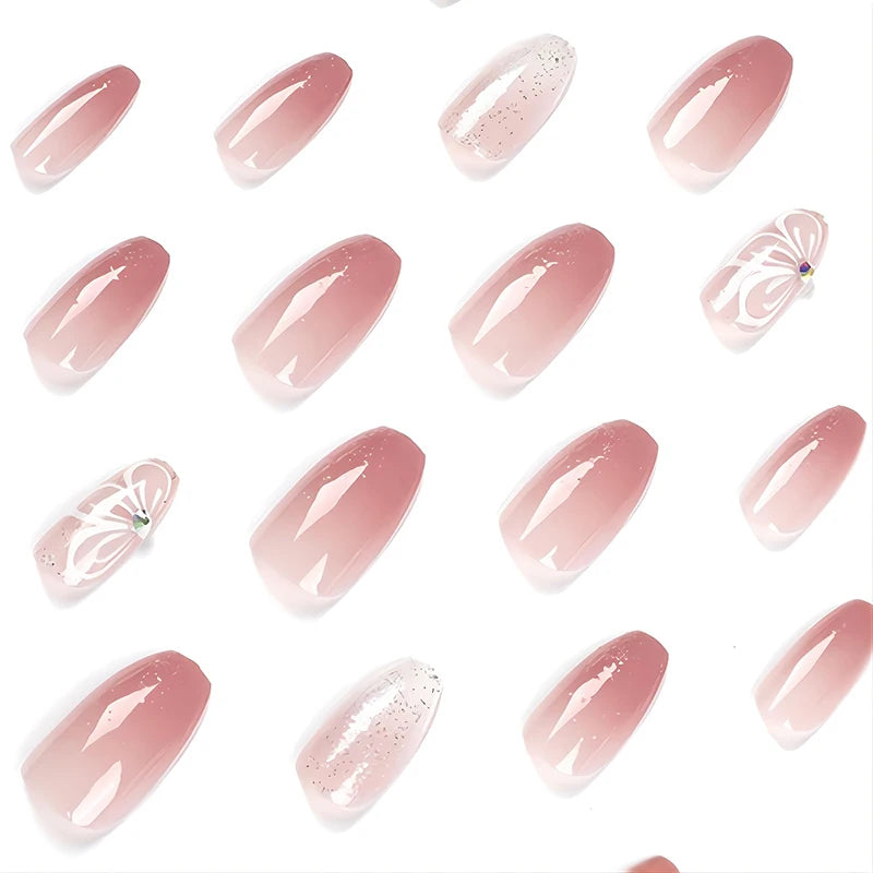 24Pcs Long-wearing Butterfly Rhinestone Nail Stickers with Gradient Sparkling Glitters for Stunning Nail Art