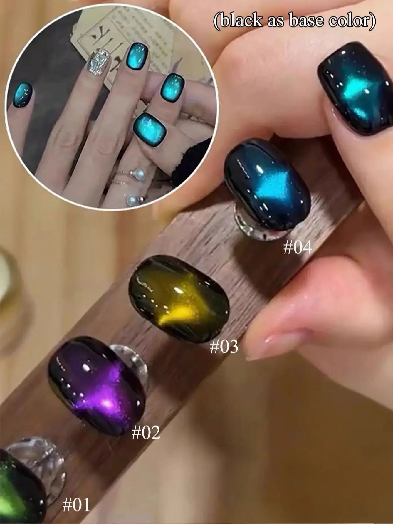 WS Black Glass Cat Magnetic Gel Nail Polish Punk Style Nail Art Manicure Varnis Semi Permanent Gel for Winter Nail Supplies